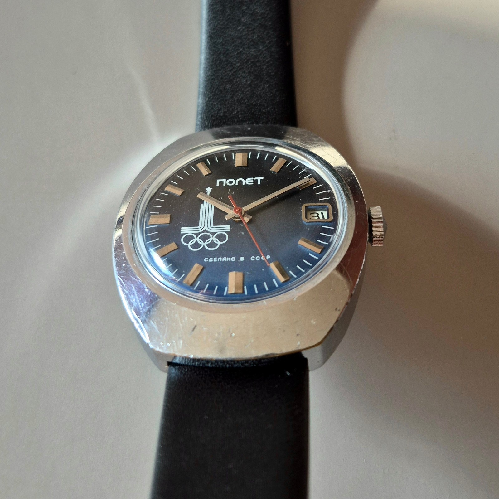 Vintage Poljot Olympic Moscow 1980 USSR Mechanical Watch 17 Jewels Soviet