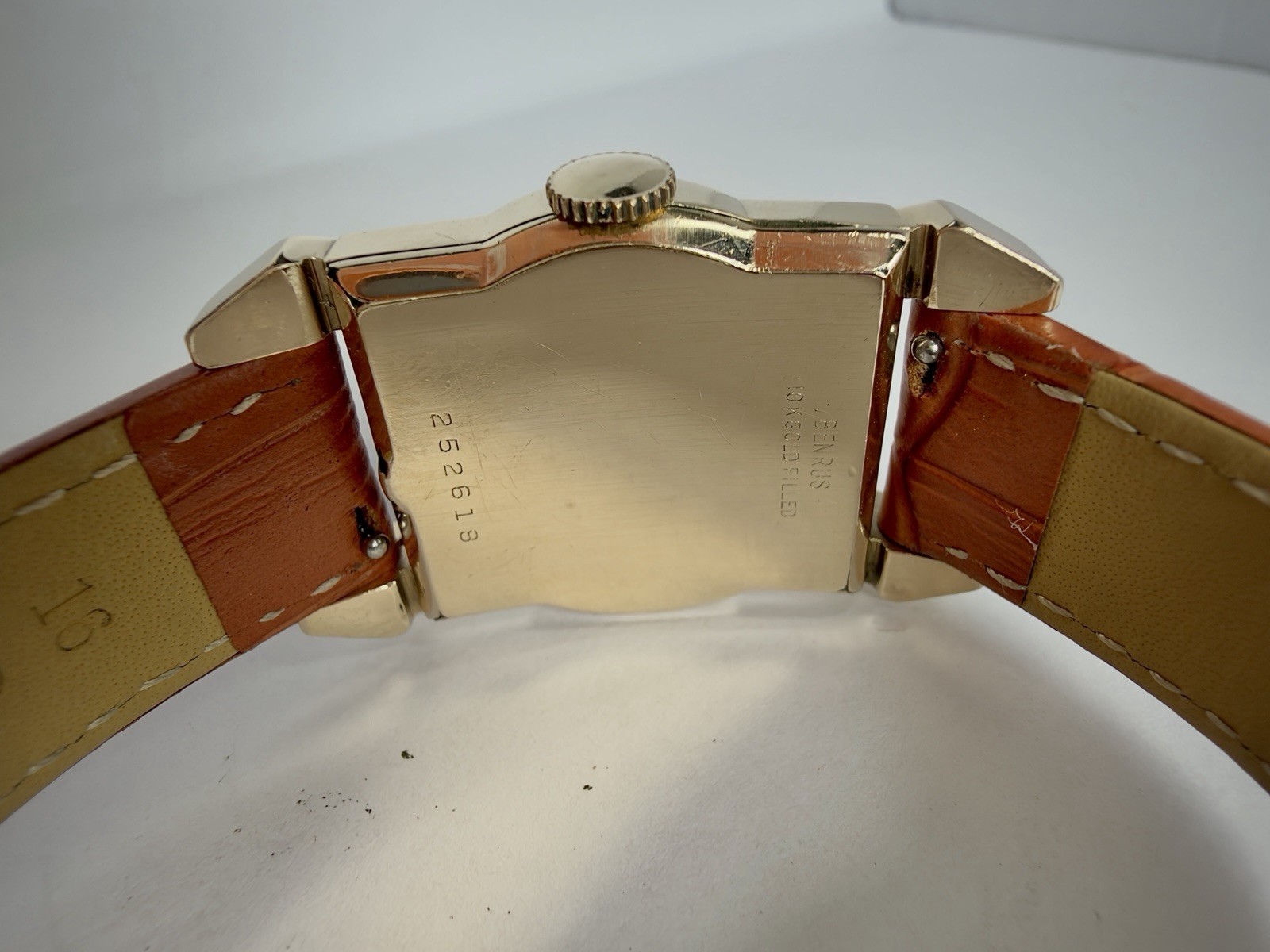 Benrus 17J Manual Wind Art Deco Gold Filled Rectangular Silver Dial Small Sec