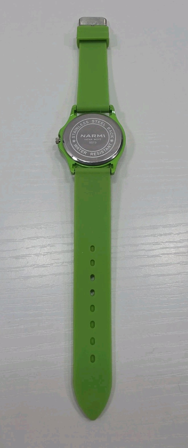Narmi 5573 Analog Women’s Watch W/ Jeweled Bezel Green Buckle Band New Battery