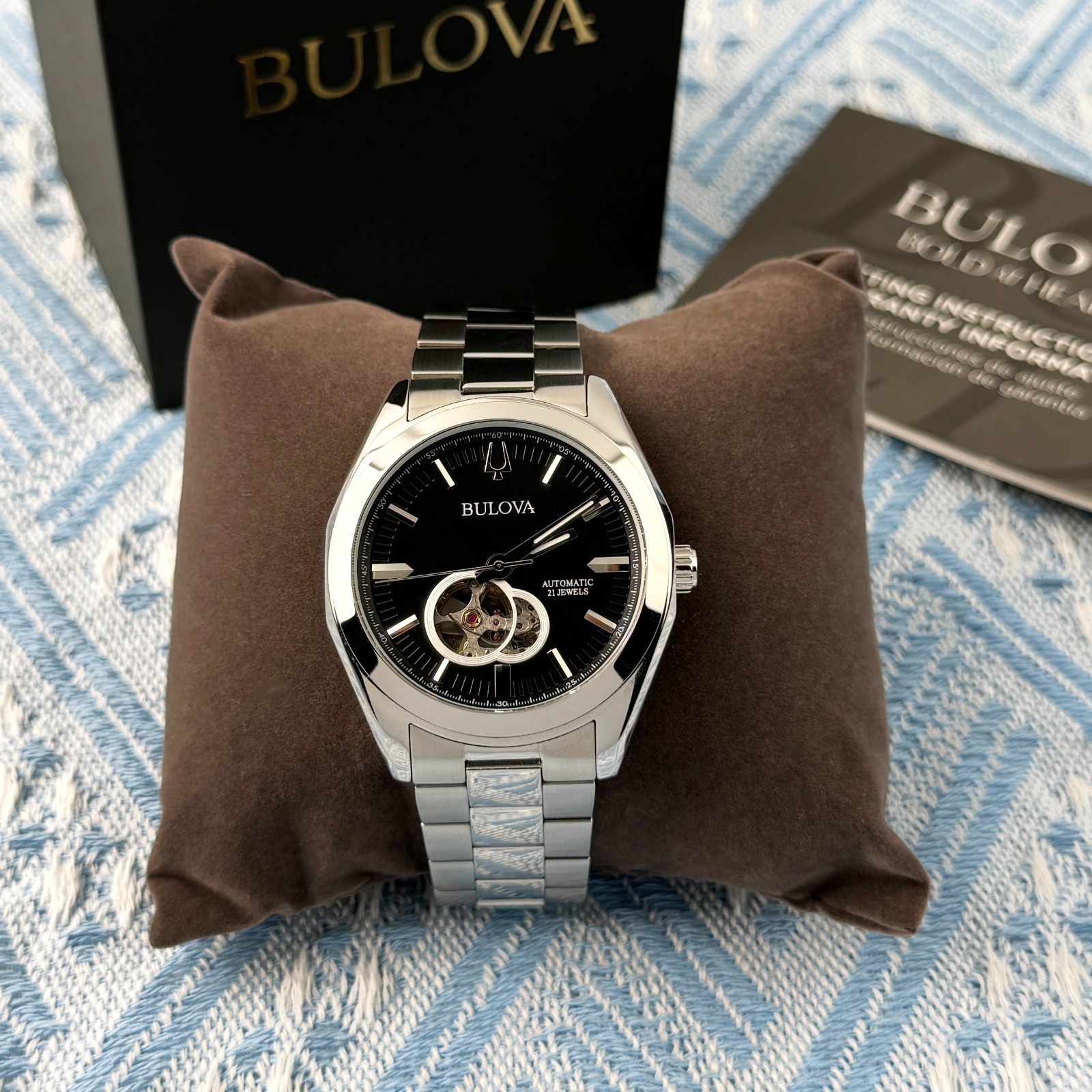 New Bulova Surveyor Automatic Men’s Watch Black Dial 42mm/96A270