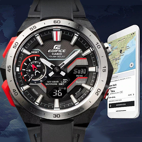 Casio EDIFICE ECB-2200YP-1AJF Windflow Digital Analog Men’s Rubber Band Watch