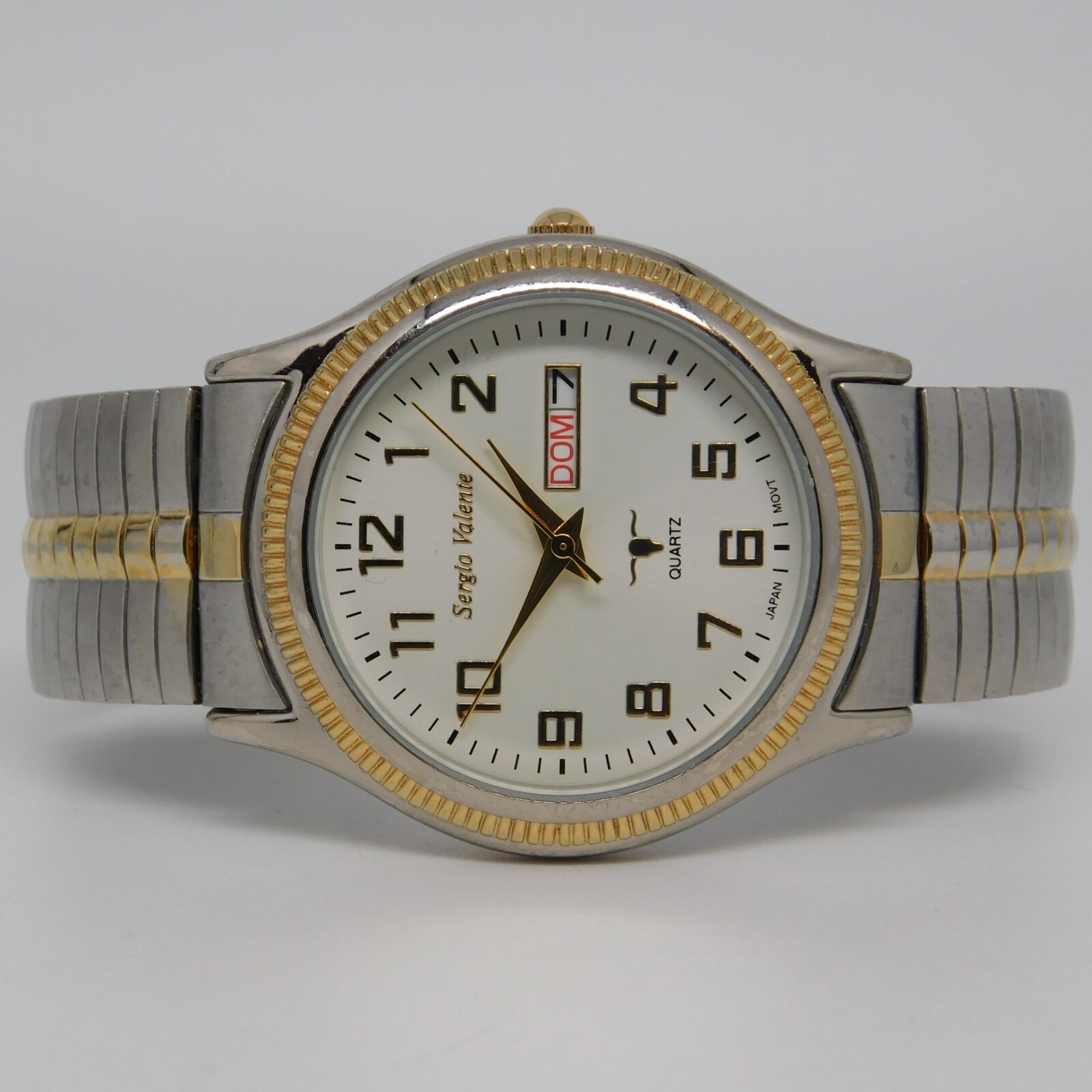 Sergio Valente P-IADDA Two Tone Quartz Analog Men’s Watch Sz. 6 3/4″ New Battery