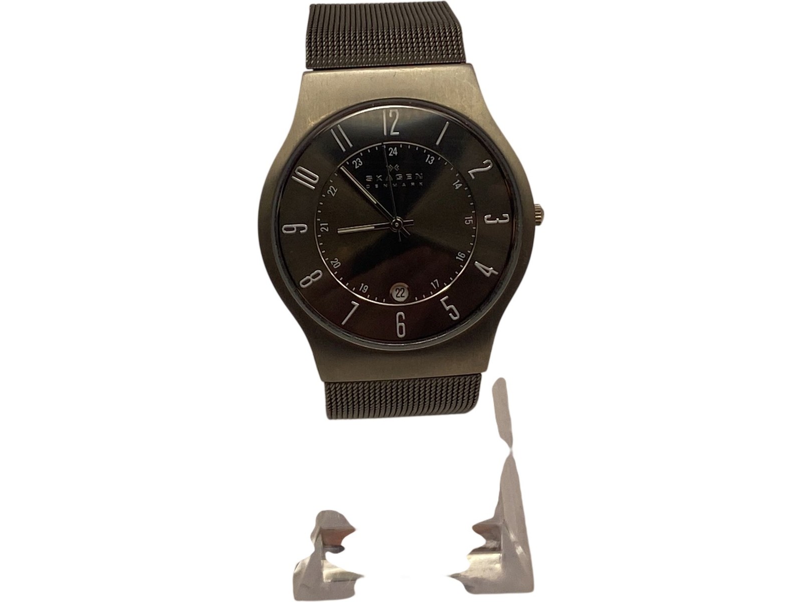 Skagen 233XLTTM Titanium Case Mesh Band Mens Wristwatch Dial Date