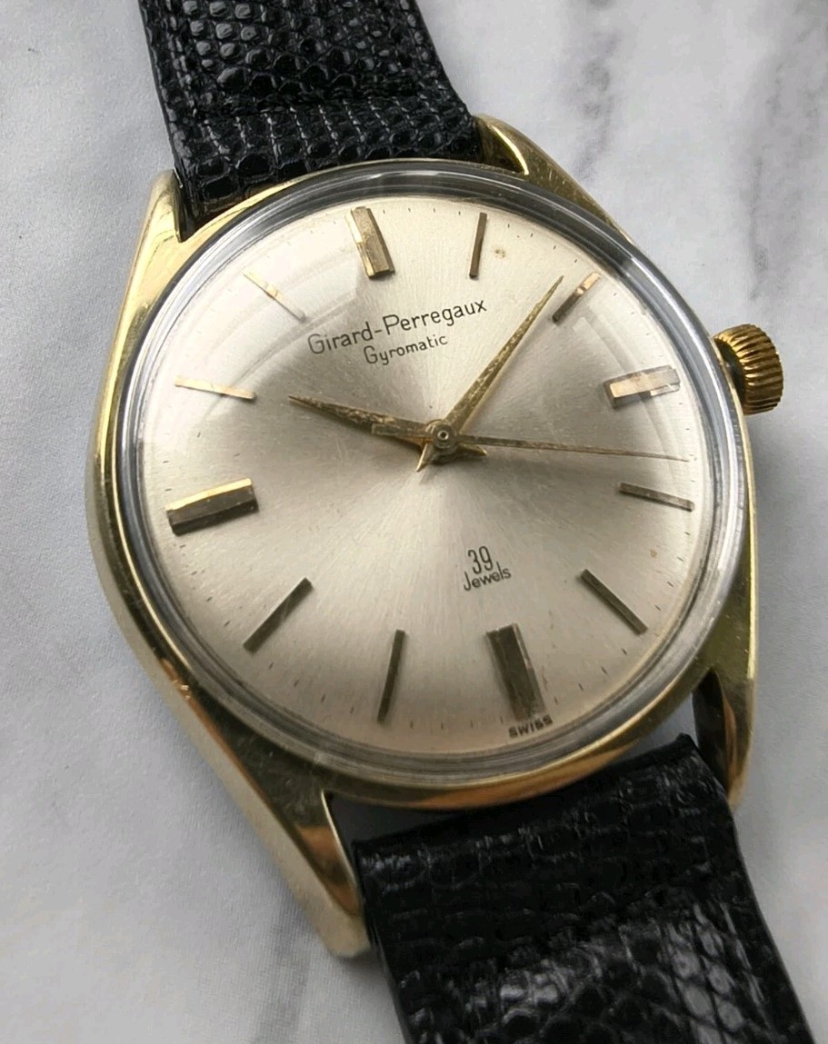 Vintage Girard Perregaux Gyromatic 39 Jewel Solid Gold Cap Running A+ Mens Watch
