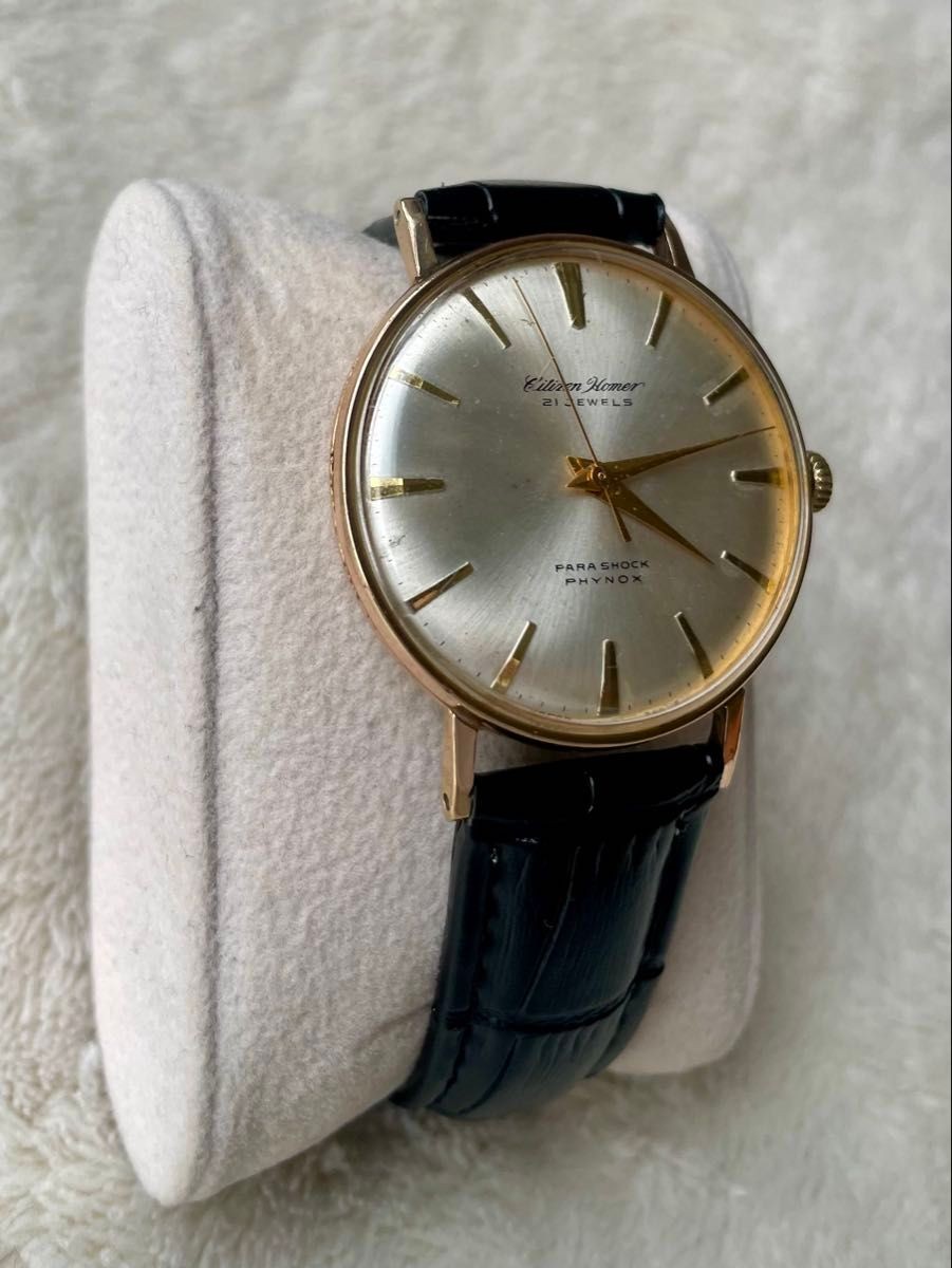 Citizen Homer HR150804 21 Jewels Hand-Wind Mens Watch Silver Gold Vintage Japan
