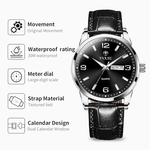 Mens Watches Large Face Casual Watches for Men Luxury Analog Black-G8411P