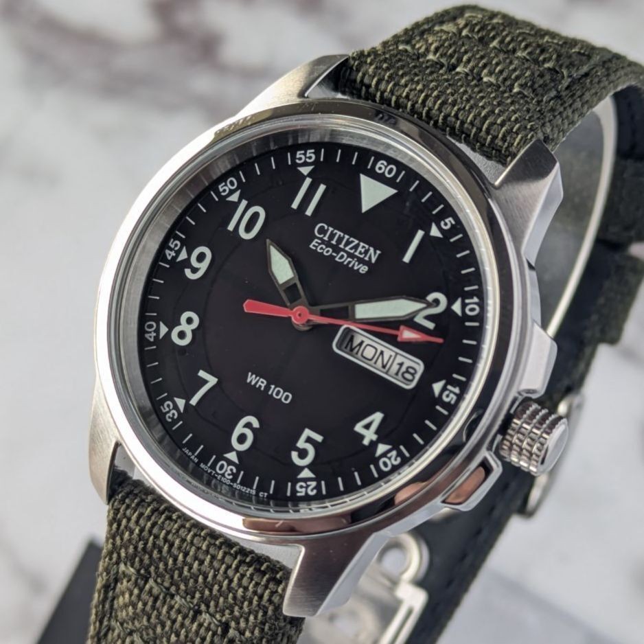 OH Completed Working Item CITIZEN Eco Drive BM8180 03E Solar Black Dial Military