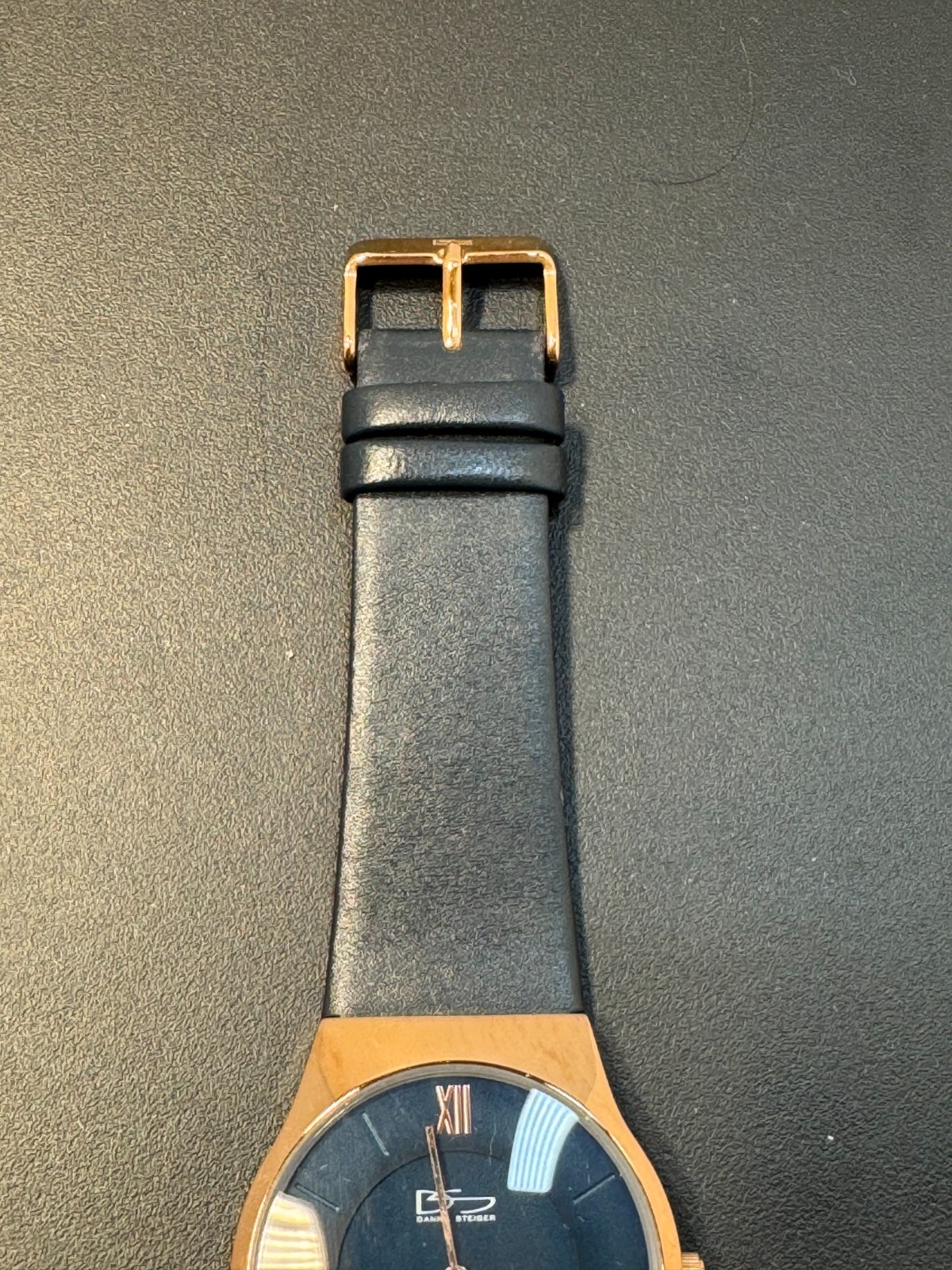 Daniel Steiger Brompton Slim 7mm Rose Gold Navy Blue Dial Watch 9198R-M