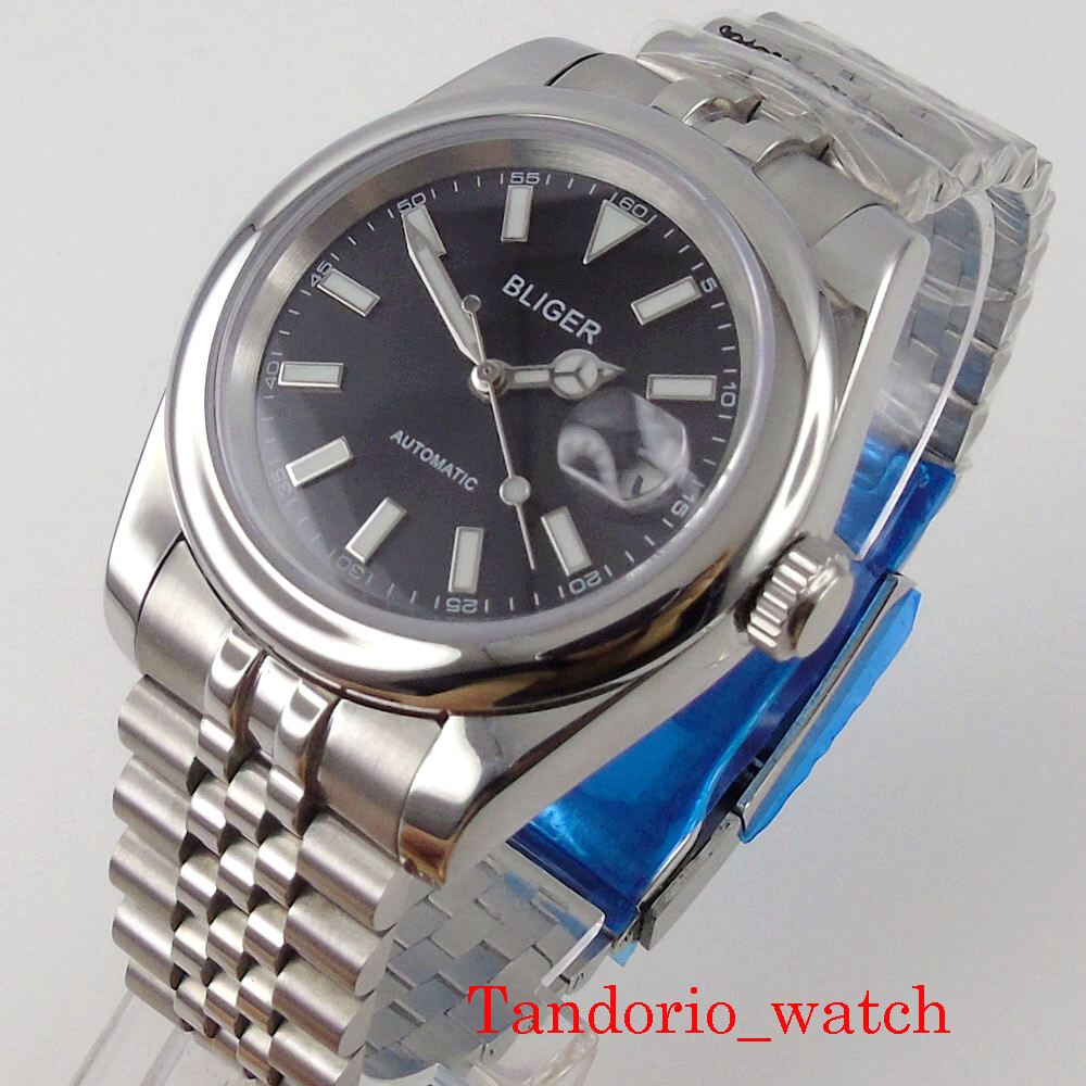 36mm/39mm Bliger NH35A PT5000 Automatic Men Watch Sapphire Glass Black Dial Date