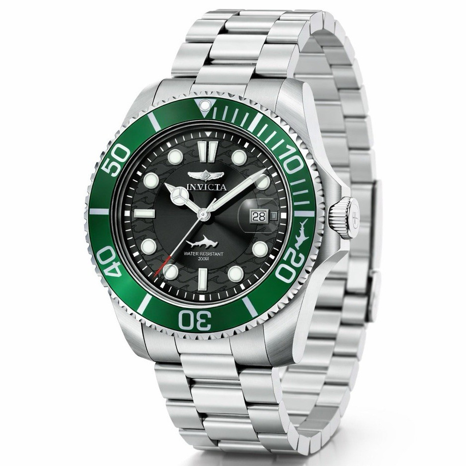 Invicta Pro Diver Men’s Quartz 43mm 300m Green Bezel Black Dial Date Watch