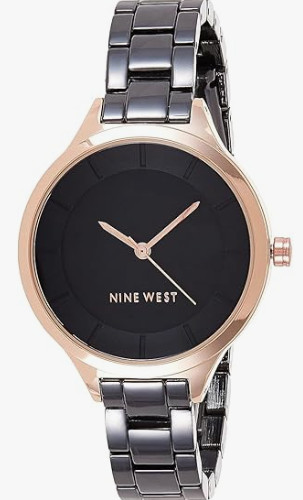 Nine West Women’s Bracelet Watch Gunmetal Grey & Rose Gold NW/2225BKRT 34mm