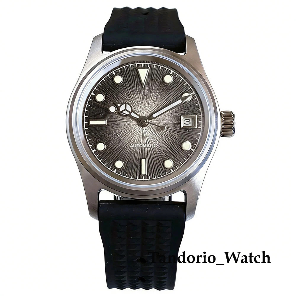 Tandorio 36mm 20ATM Stainless Steel Pilot Automatic Men Watch For Miyota 8215