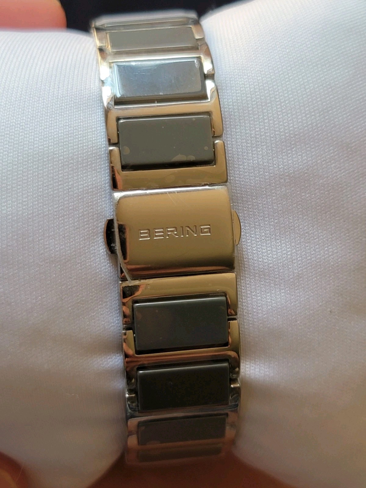 Bering Time Ceramic Silver Steel and Grey Ceramic Links Women’s Watch 11429-789