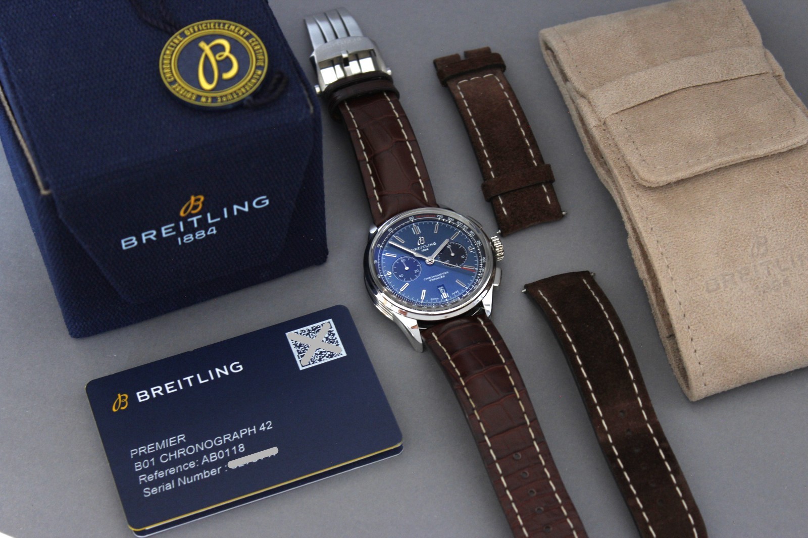Breitling Premier B01 Chronograph 42 AB0118 2023 Full Set inc Warranty 2x Straps
