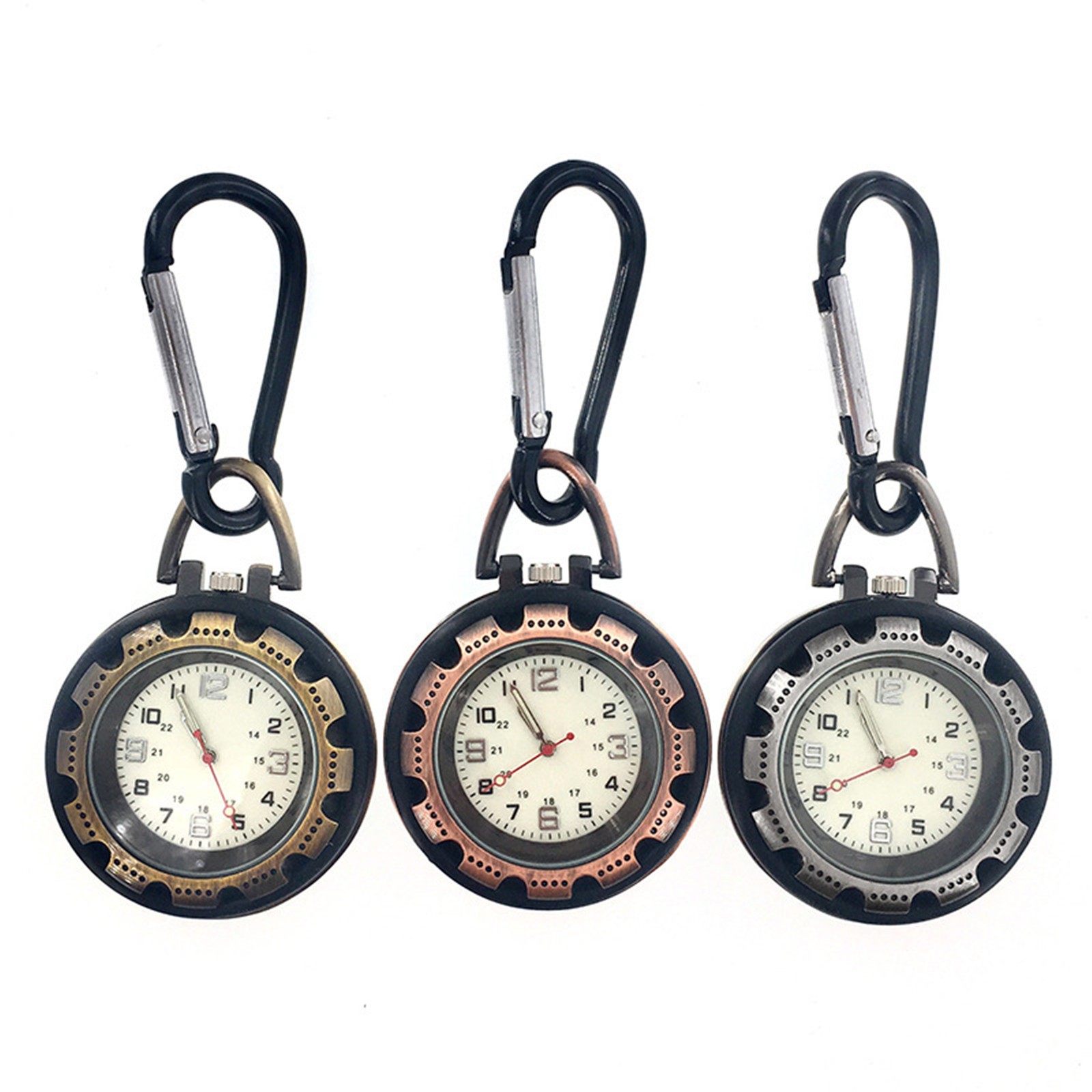 1 PC Outdoor Mountaineering Backpack Clip-on Alloy Carabiner Quartz Pocket Watch