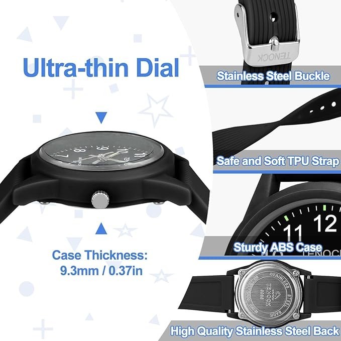 Kids Analog Watch Girls Boys Soft Band Waterproof Learning Time Age 4-12