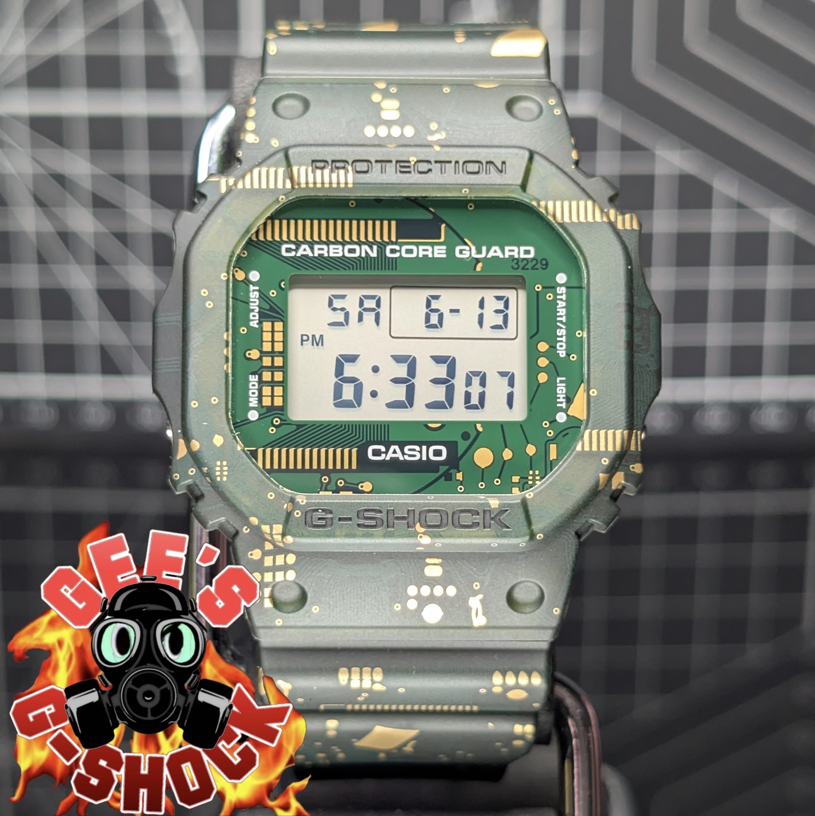 Casio G-Shock CIRCUIT CAMO DWE-5600 Green Gold Square Value Pack DWE-5600CC-3