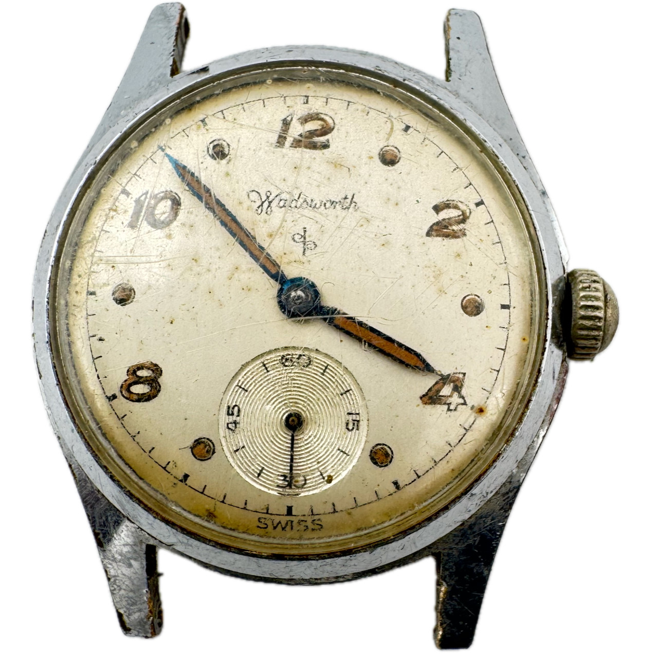 Vintage Wadsworth 3072 1 Men’s Mechanical Wristwatch 1124 Swiss Steel & Chrome