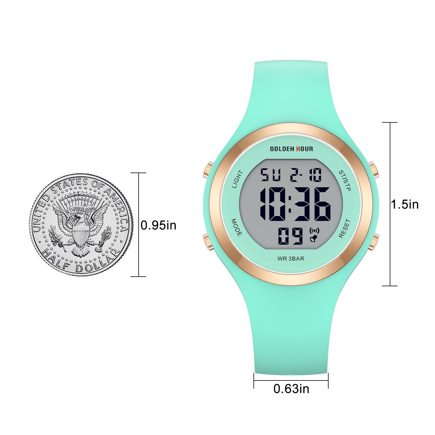 Waterproof Sport Women’s Digital Chronograph Watch – Silicone Strap, Fitness Tim