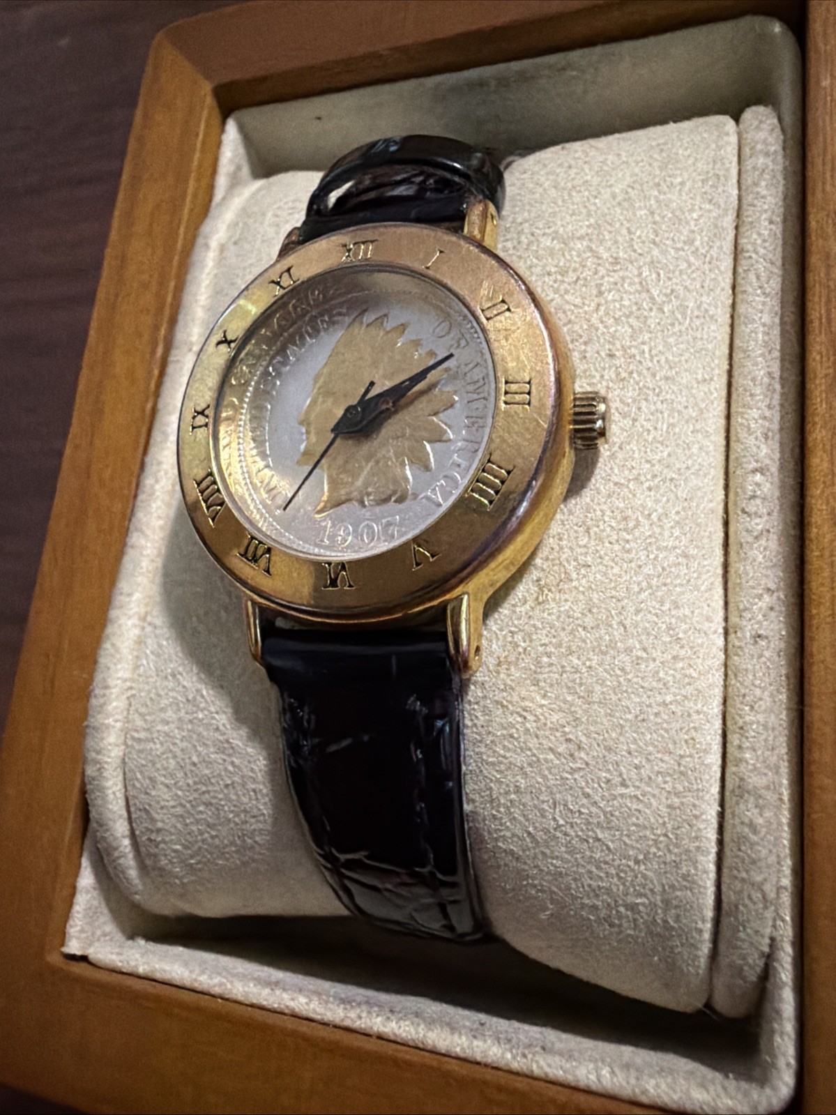 Vintage Britannia 1907 Gold Silver Head Penny Womens Watch New Batt