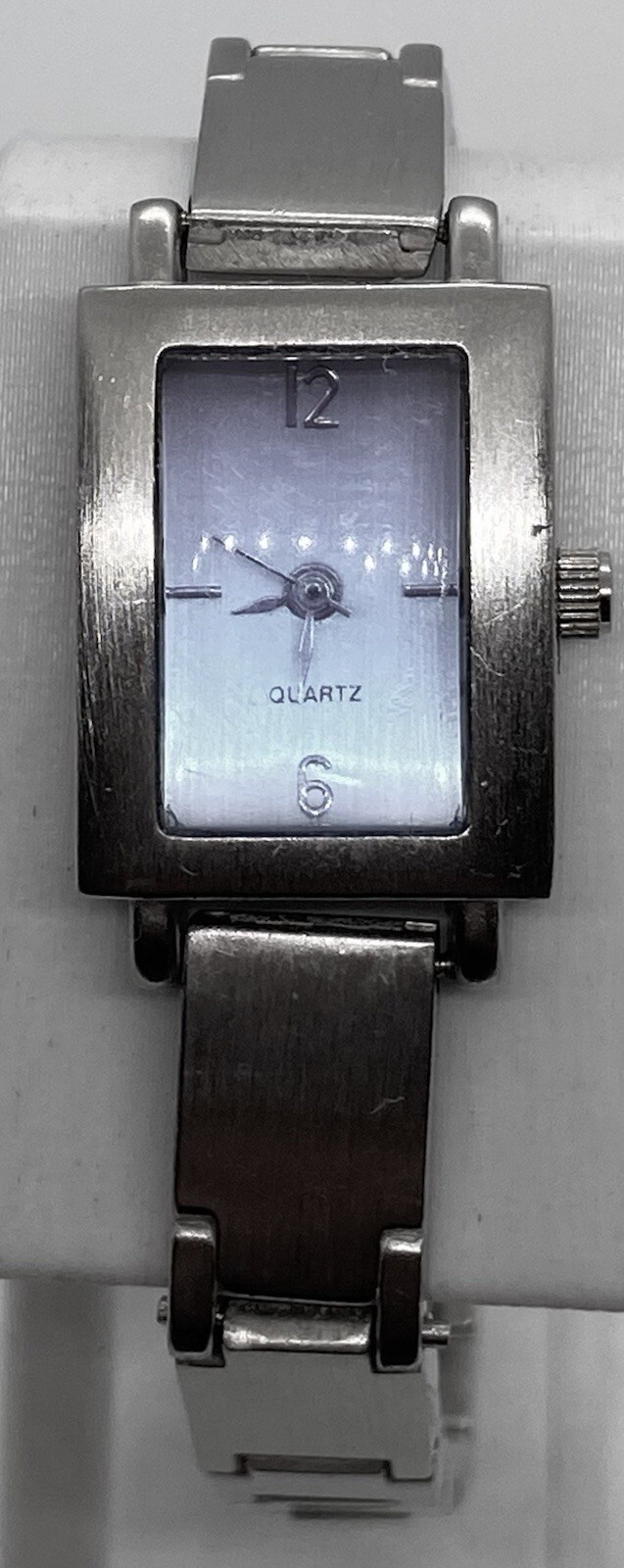 Ladies Watch With Fresh Battery Blue Rectangular Dial Matte Silver Fits 7-7.5”