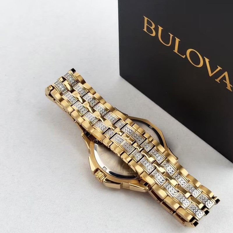 Bulova Octava 98C126 Crystal White Dial Men’s Quartz Watch Gold-Tone
