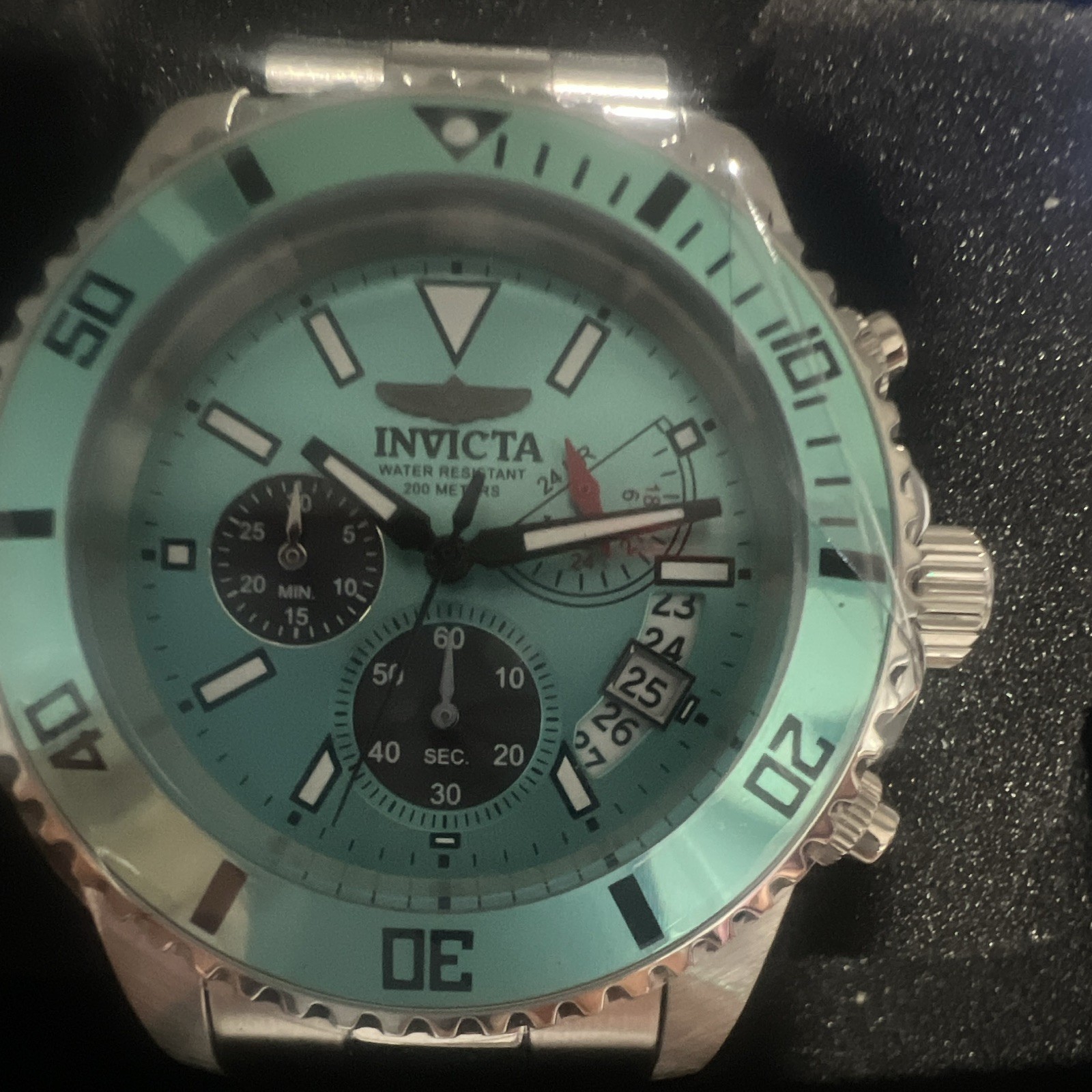 Invicta Pro Diver Men’s Quartz Chronograph 200 m Blue Dial/Bezel SS Bracelet