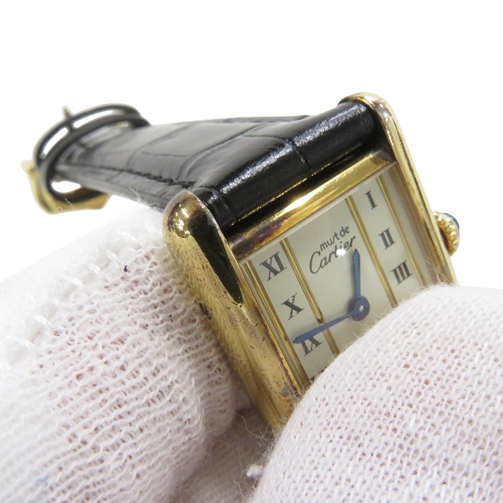 CARTIER Mast Tank SM 28mm 20.5mm SV925/Leather Ivory Dial W1003053