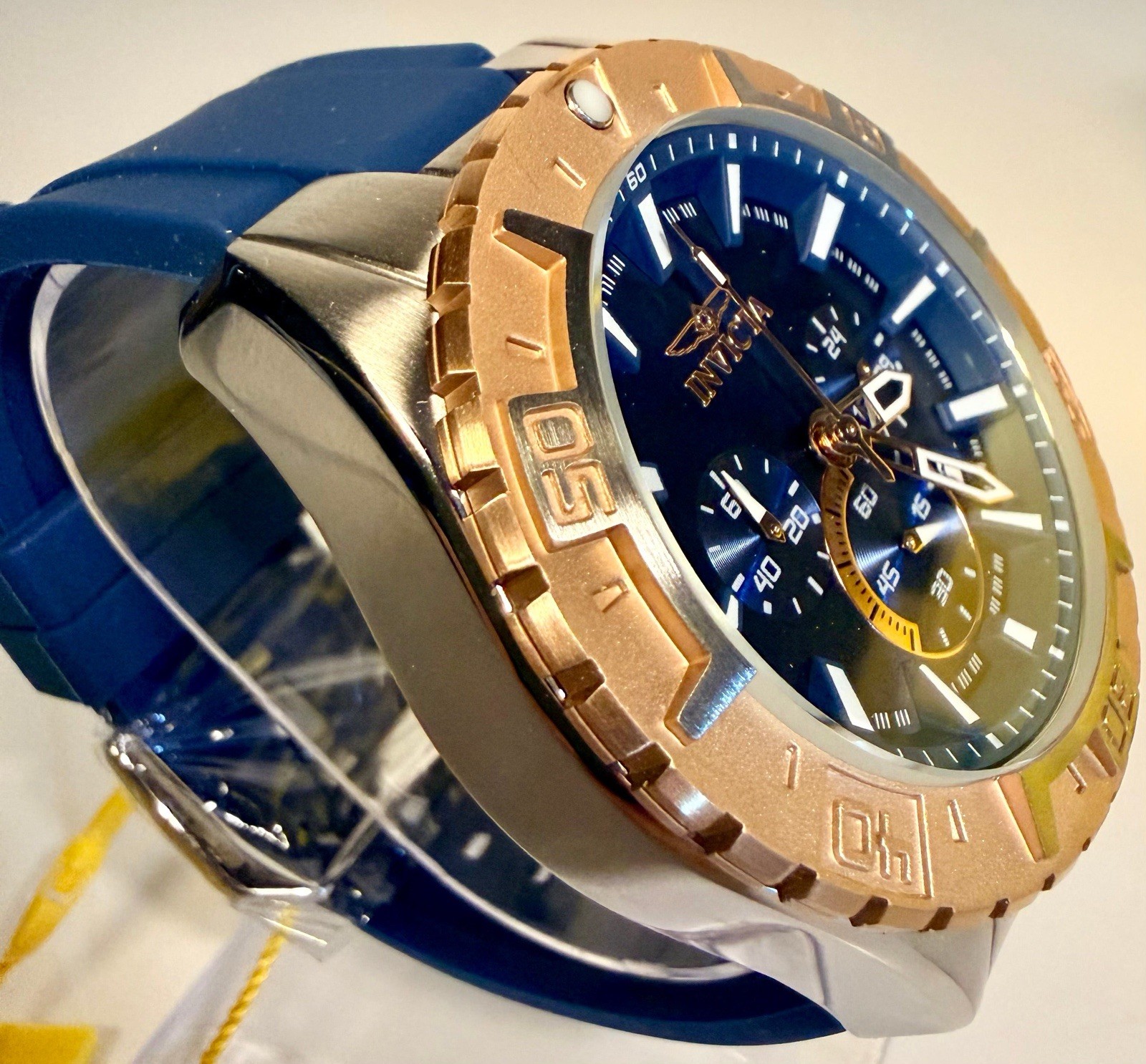 Invicta Aviator Propel Mens 49mm Blue Dial Chronograph Quartz Watch 22523 Steel
