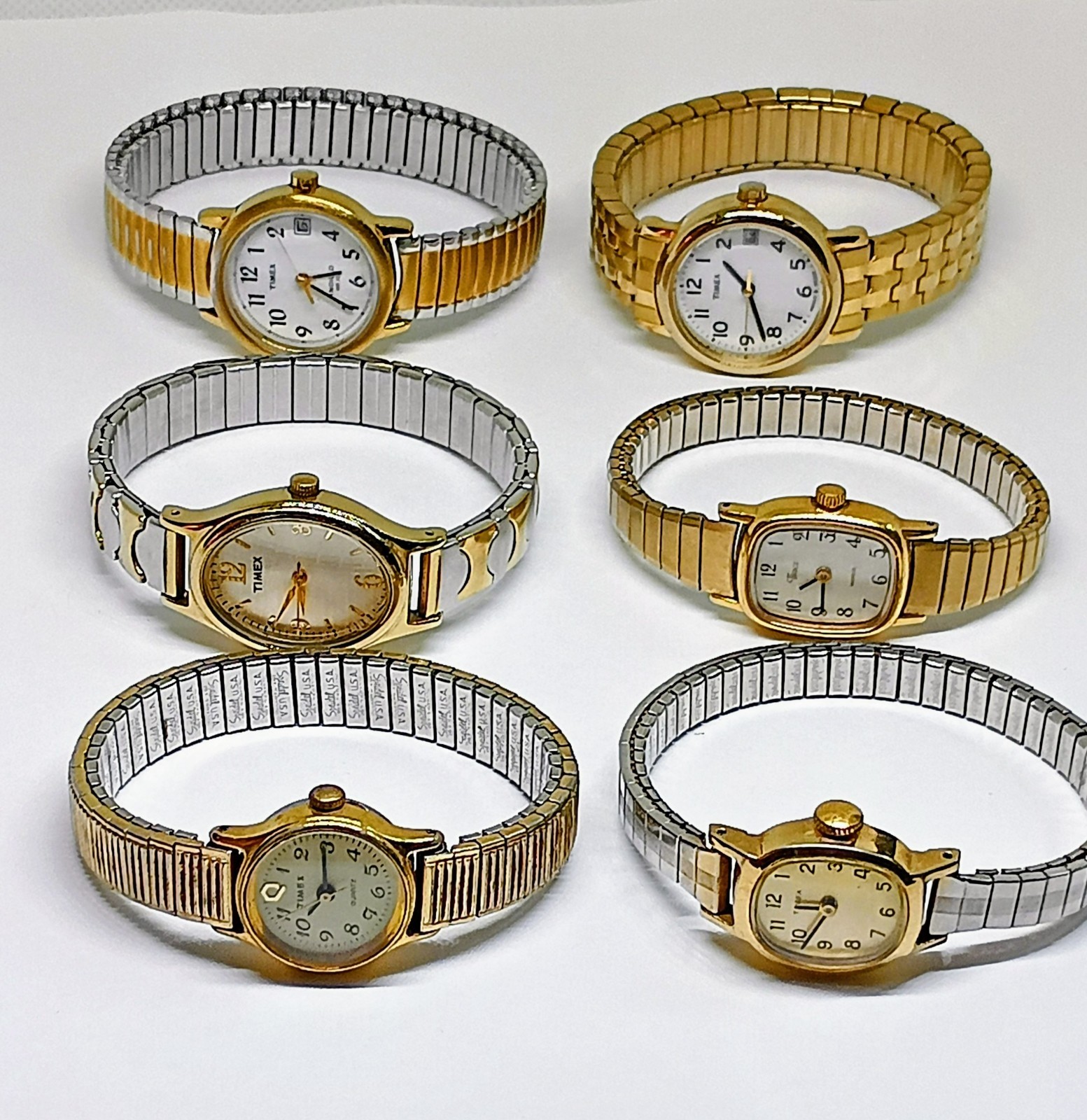 Vintage Timex Ladies Quartz Watch Lot 6 Expansion Band Wristwatches Untested