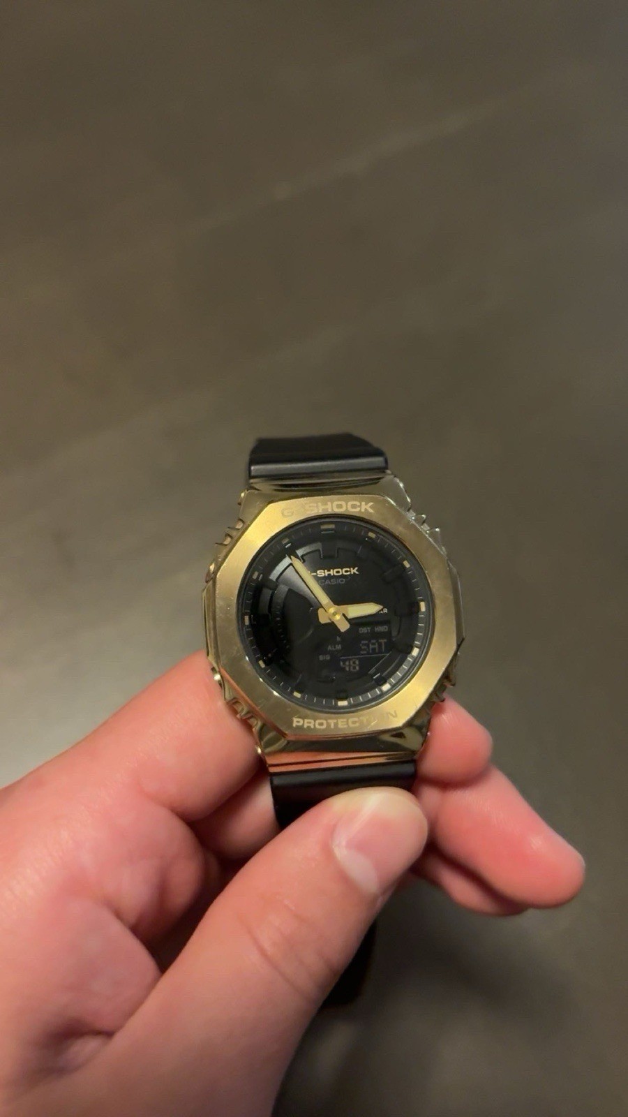Casio G-Shock GM-2100GB Gold Octagon Analog/Digital 200m Black Resin Strap