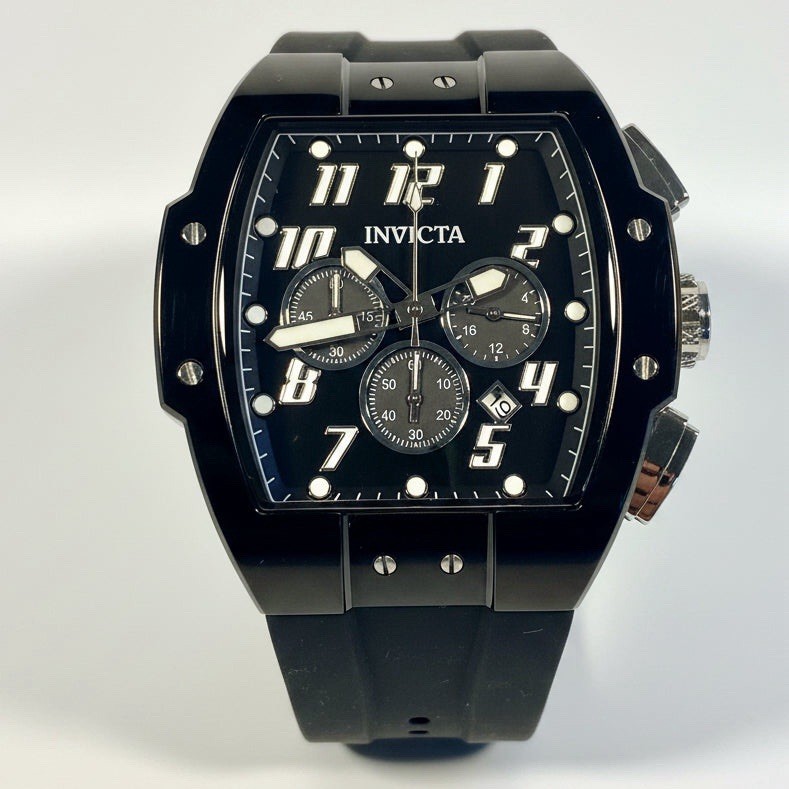 45480 Invicta S1 Rally Chronograph 47 mm Black Smoke Dial Mens Tonneau Watch NIB