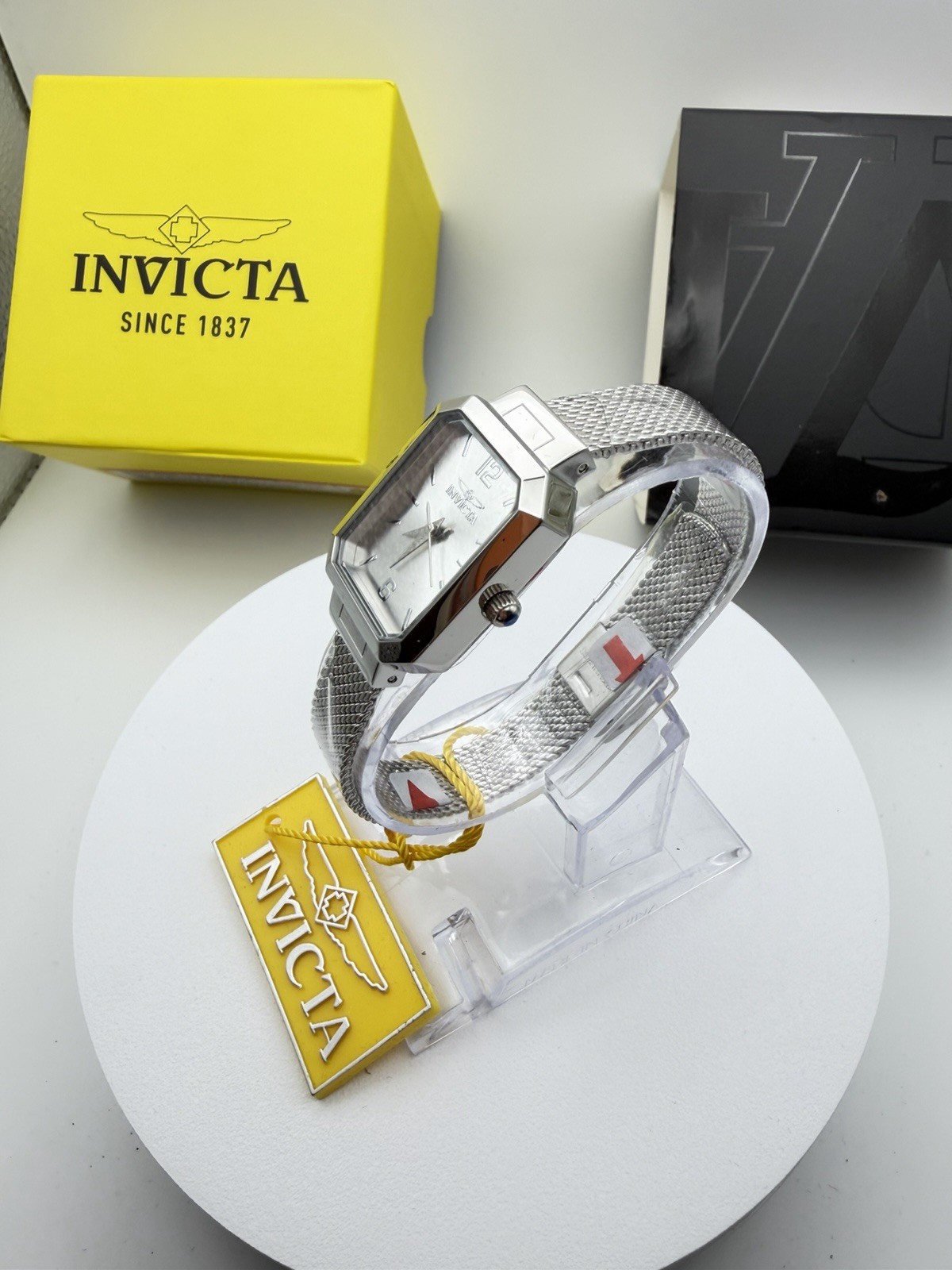 48150-Invicta Women’s Rectangle Silver Dial Stainless Steel Mesh Bracelet.21mm