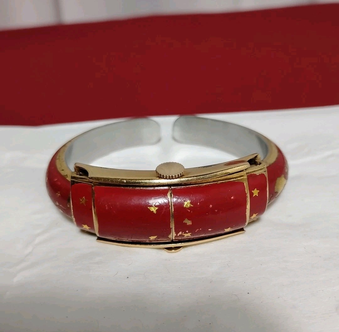 VINTAGE , RARE WYLER SWISS INCAFLEX PEEK-A-BOO BANGLE WATCH Runs