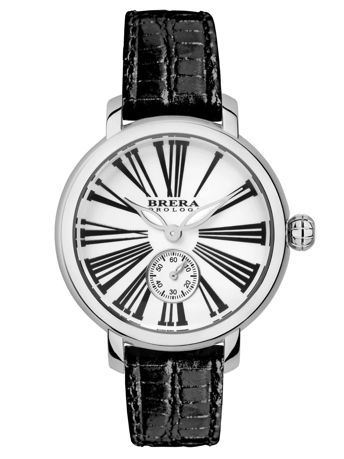 NEW Brera Orologi VALENTINA CLASSIC Silver/Black Leather Womens Watch BRVACL3801