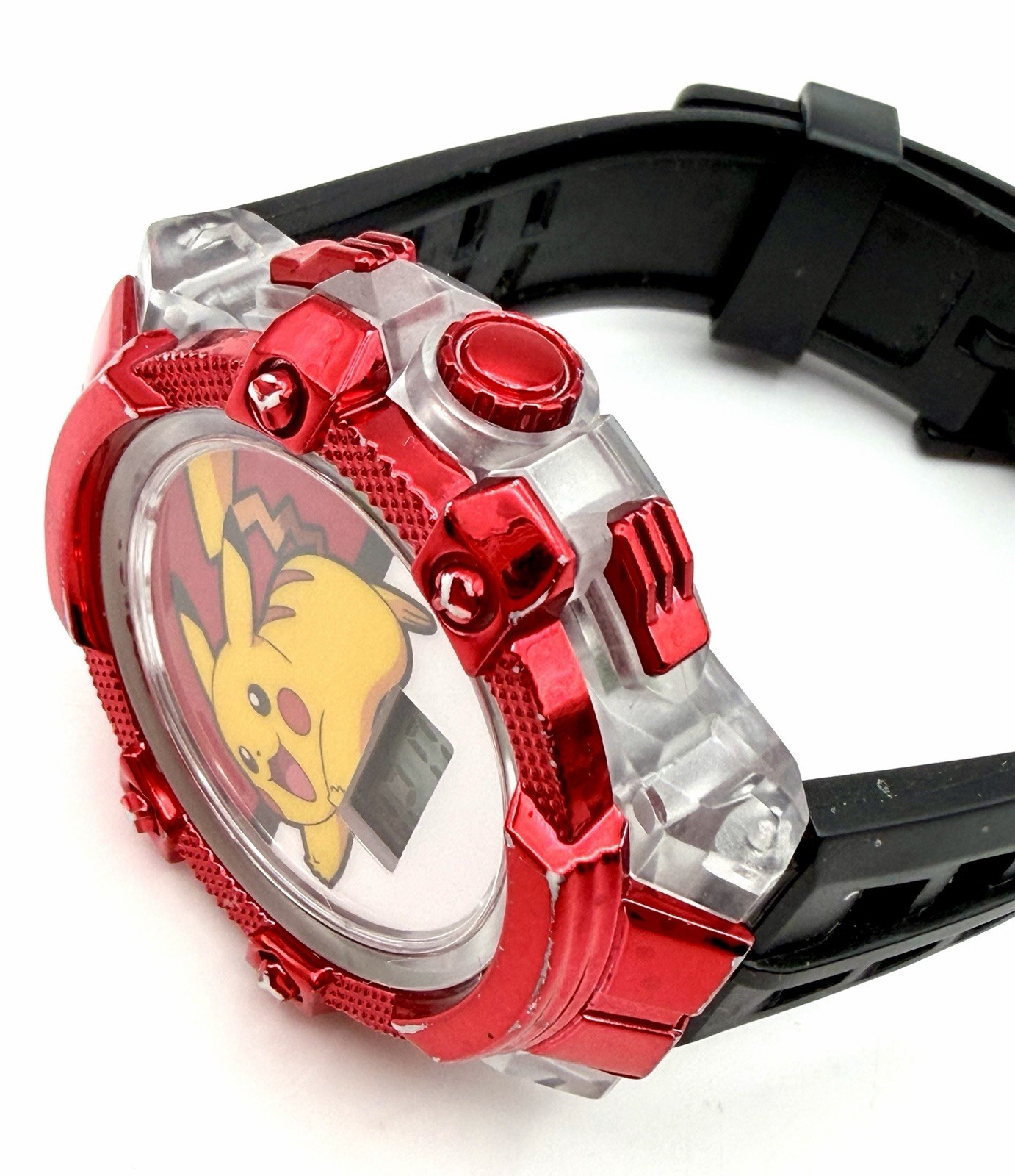 Pokemon Pikachu LED Digital Watch Accutime POK4406TG Tested Works Lights Up 2024