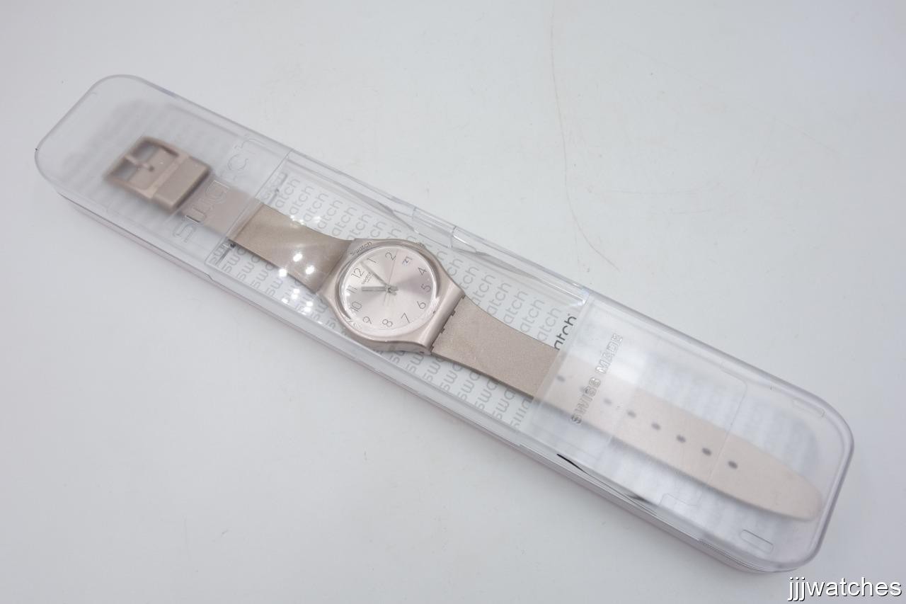 New Swatch Swiss Originals PINKBAYA RoseGold Silicone Date Watch 34mm GP403 $75