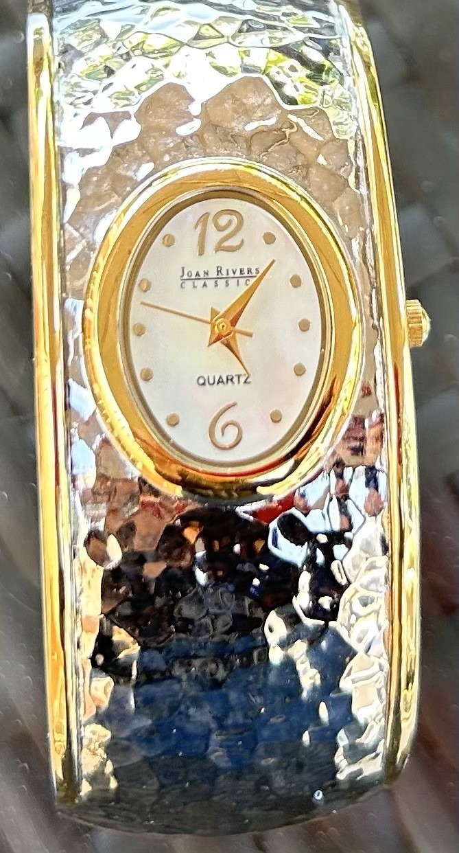 Joan Rivers Classics Hammered Gold Wide Cuff Bangle