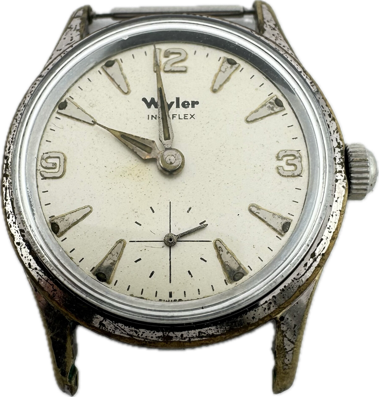 Vintage 30mm Wyler 1023H 2603 Men’s Mechanical Wristwatch Swiss Chrome