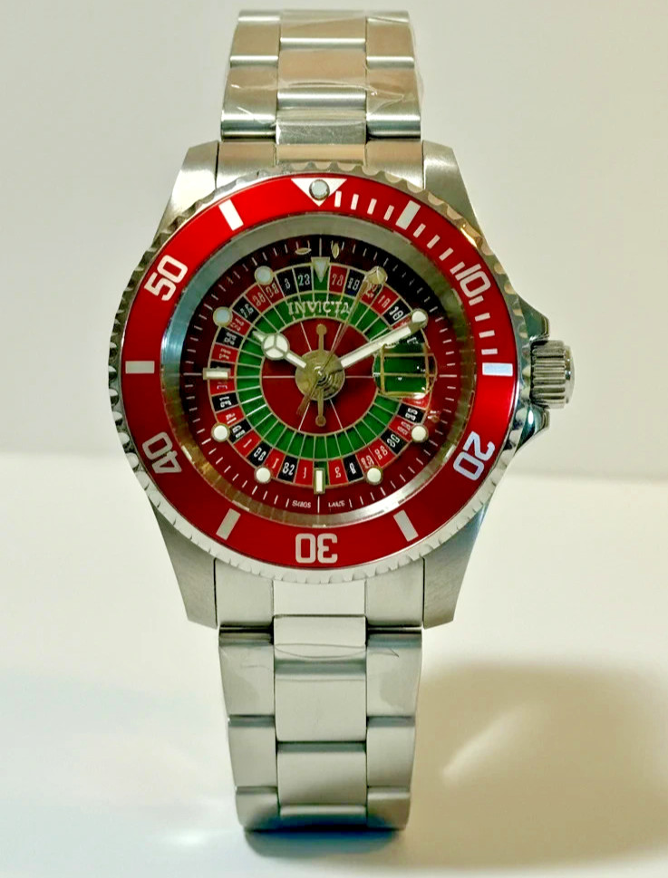 Invicta 50519 Mens Pro Diver Roulette House of Cards 40mm Quartz SS Watch New