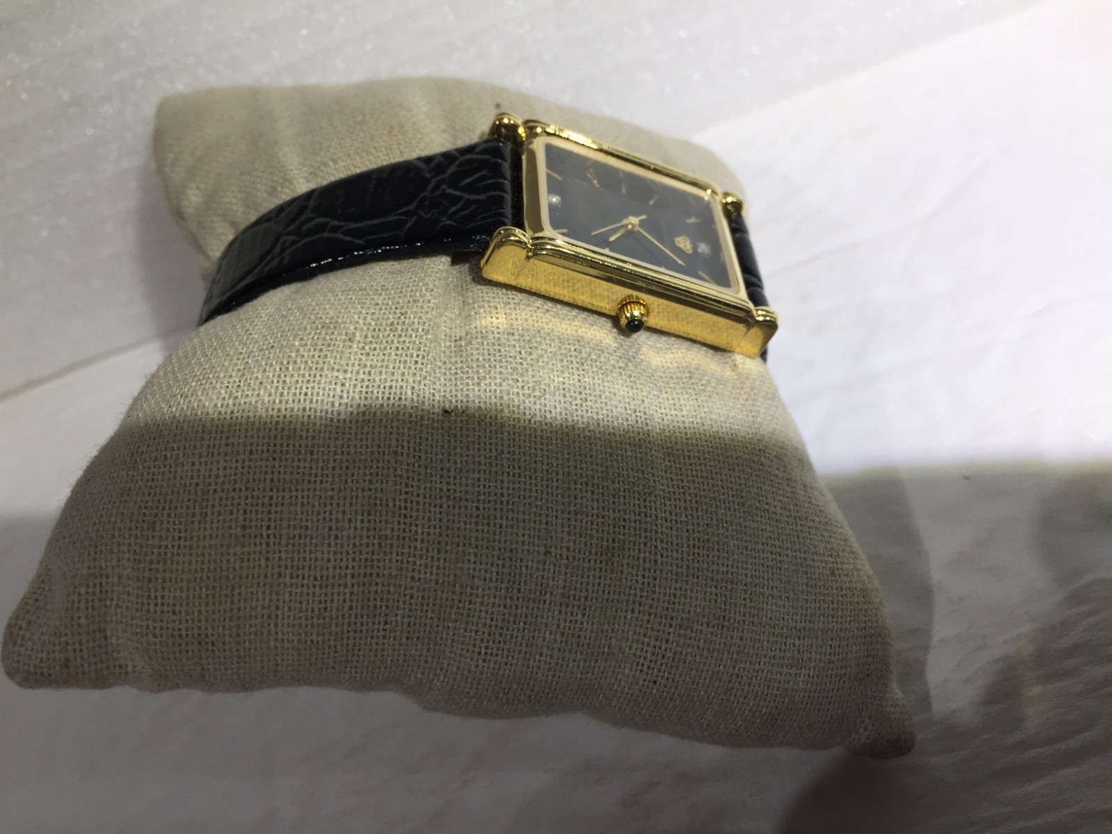 Vintage Jules Jurgensen Diamond Tank Genuine Leather Men’s Dress Watch Working!