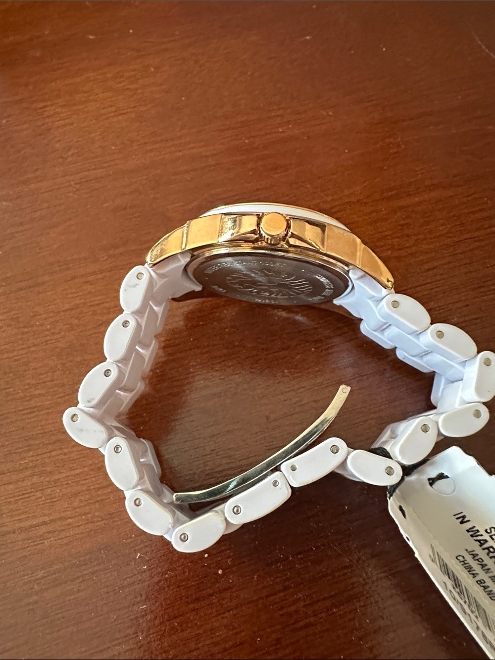 NWT Anne Klein White and Rose Gold Crystal Accent Watch