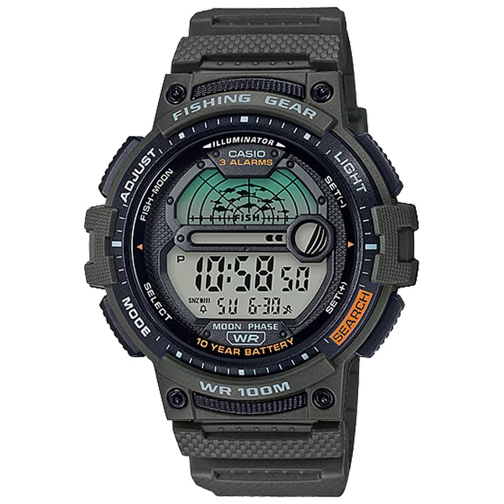 Casio Men’s Solar-Powered Digital Watch with Green Strap- WS-1200H-3AV