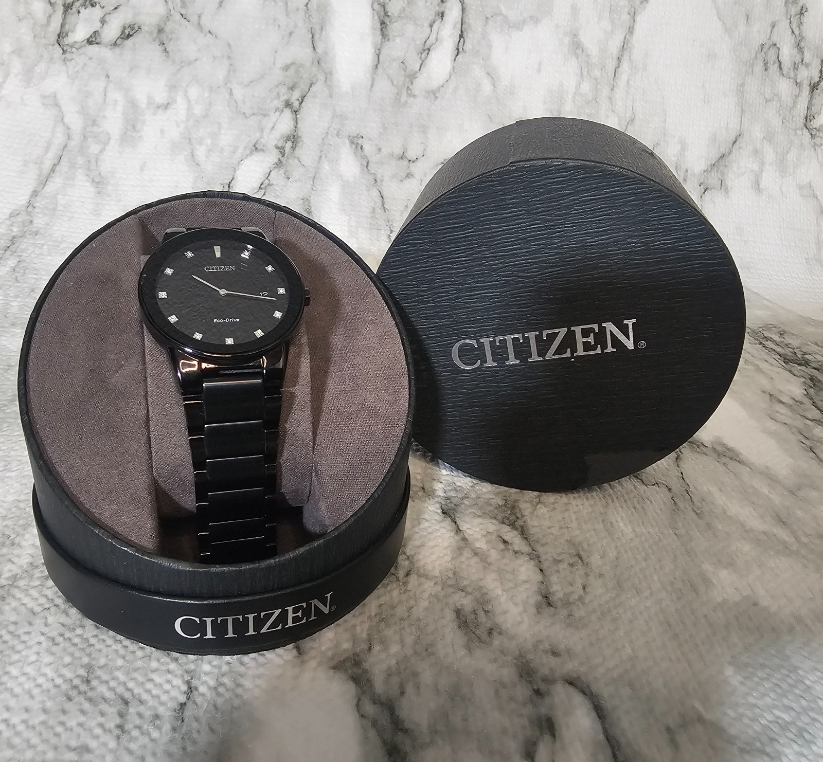 CITIZEN Eco-Drive J165-S086892 Axiom Black Diamond Accent Men’s Watch