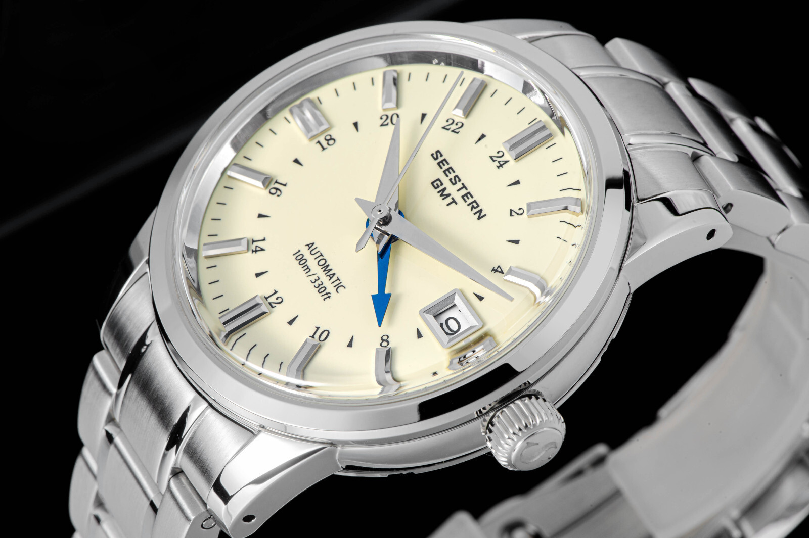 Seestern GMT S446.BS Sapphire Crystal Mechanical Mens NH34 Watch SEAGULL 1963