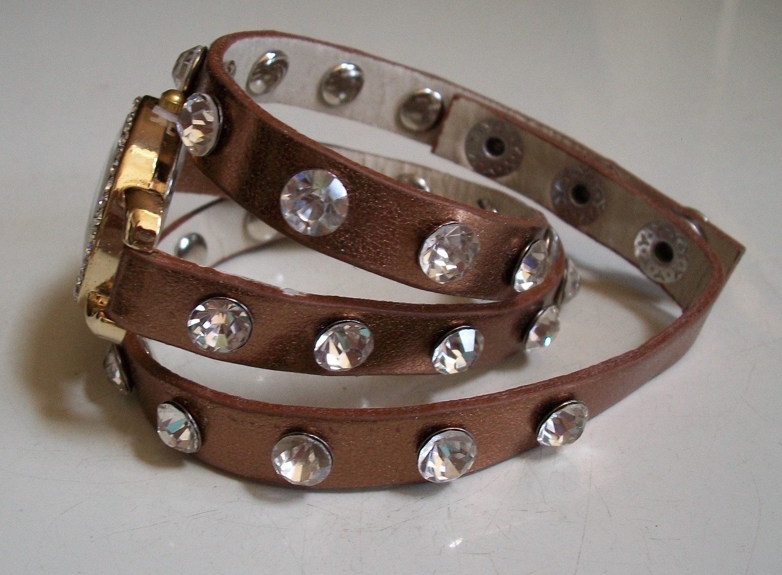 Bronze & Gold Wrap Around Sparkly Rhinestones Fashion Women’s Casual Watch