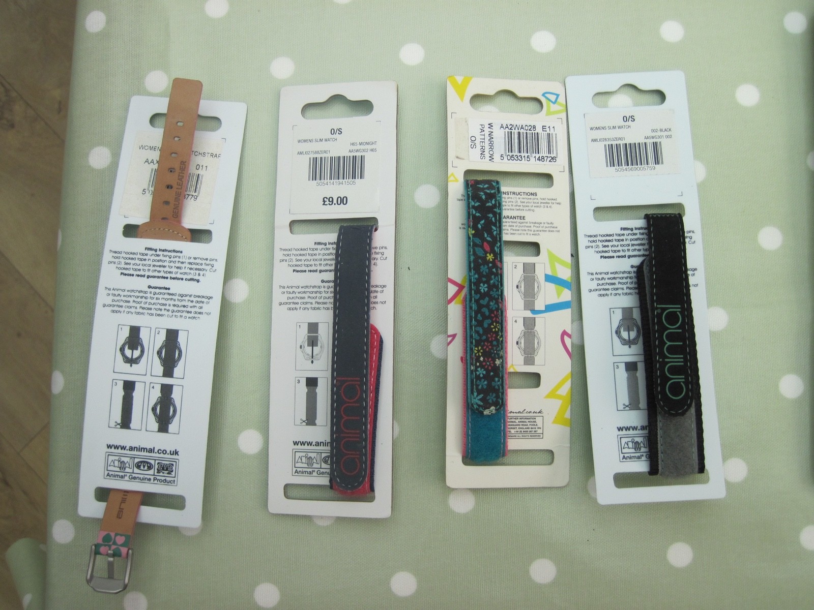 4 ANIMAL WOMENS 16mm WATCH STRAPS NEW OLD STOCK