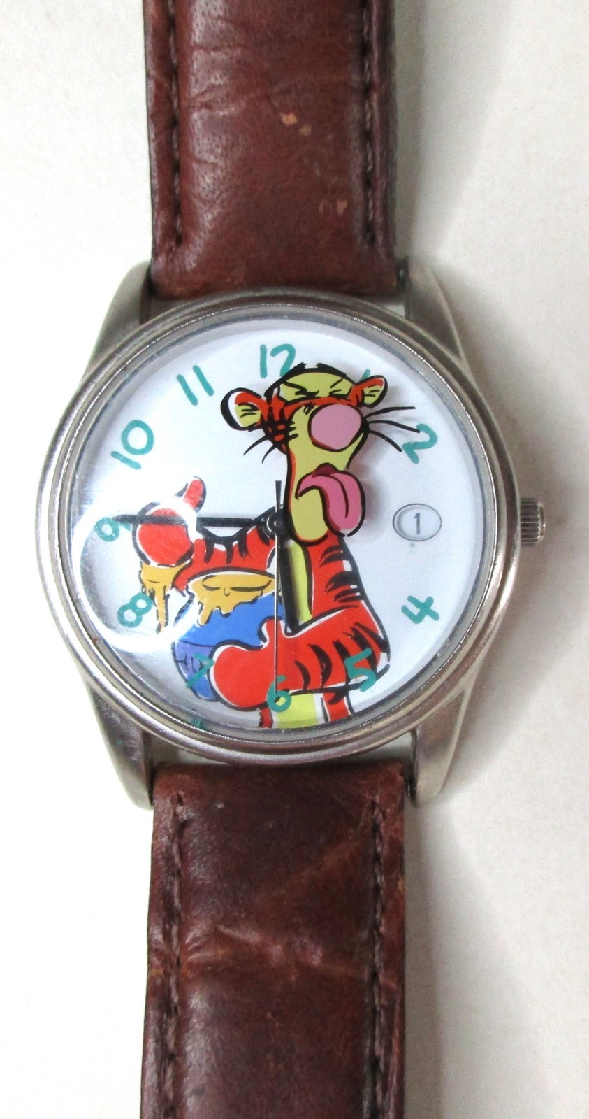 Vintage Timex Disney Pooh White Dial Brushed Stainless Quartz Watch