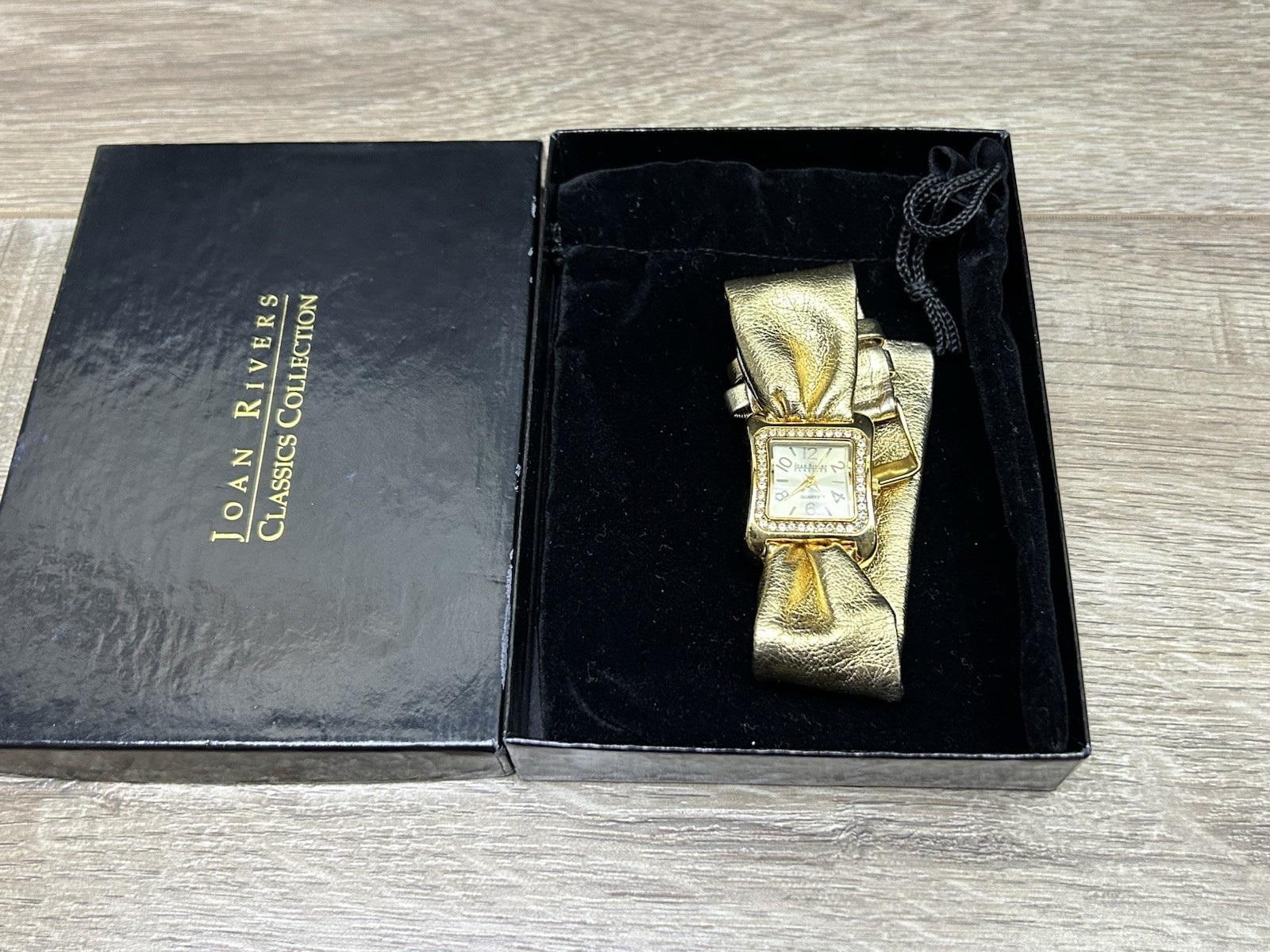 Vintage Joan Rivers Classics Collection Metallic Gold Band Pave Crystal Watch