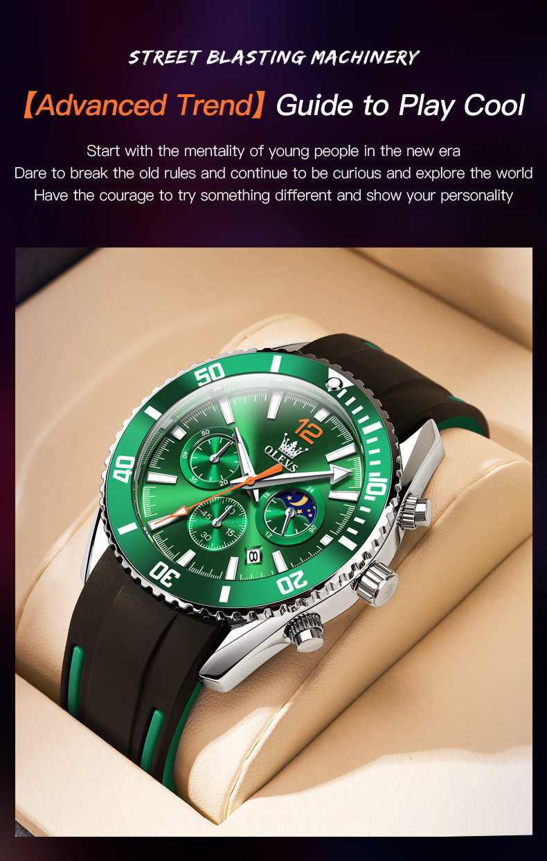 OLEVS Men Wristwatch Big Dial Quartz 30M Waterproof Luminous Fashion Sport Watch